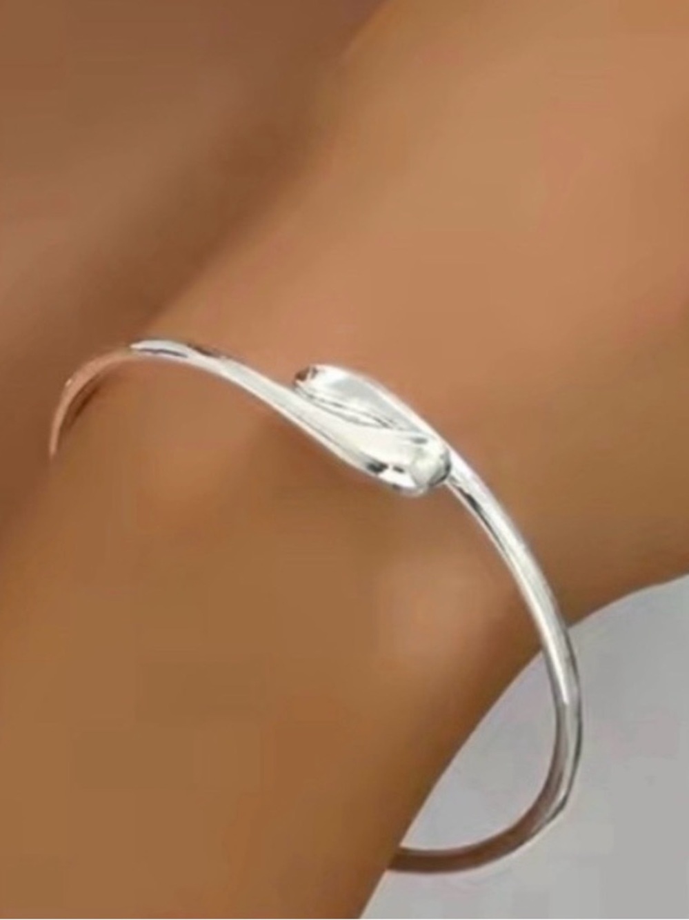 Drip Drop Bypass Bracelet Silver Plate Liquid Molten Metal Teardrop MY04 JN04